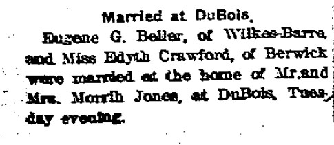 Eugene Beller and Edyth Crawford marriage